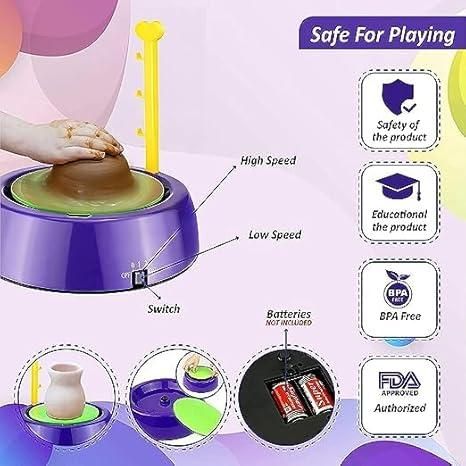 Kids Pottery Wheel – Battery Operated Pottery Making & Painting Kit (Pack of 1)