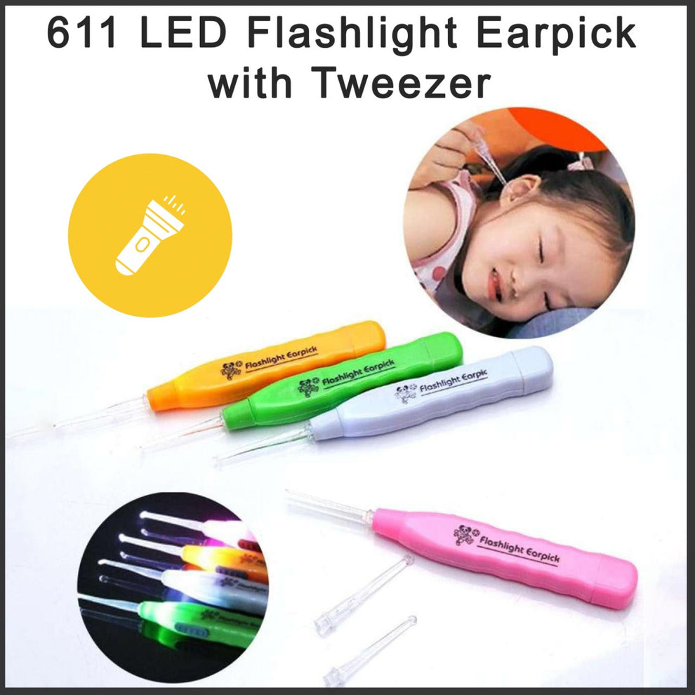 LED Flashlight Earpick with Tweezer ( 1 pc )