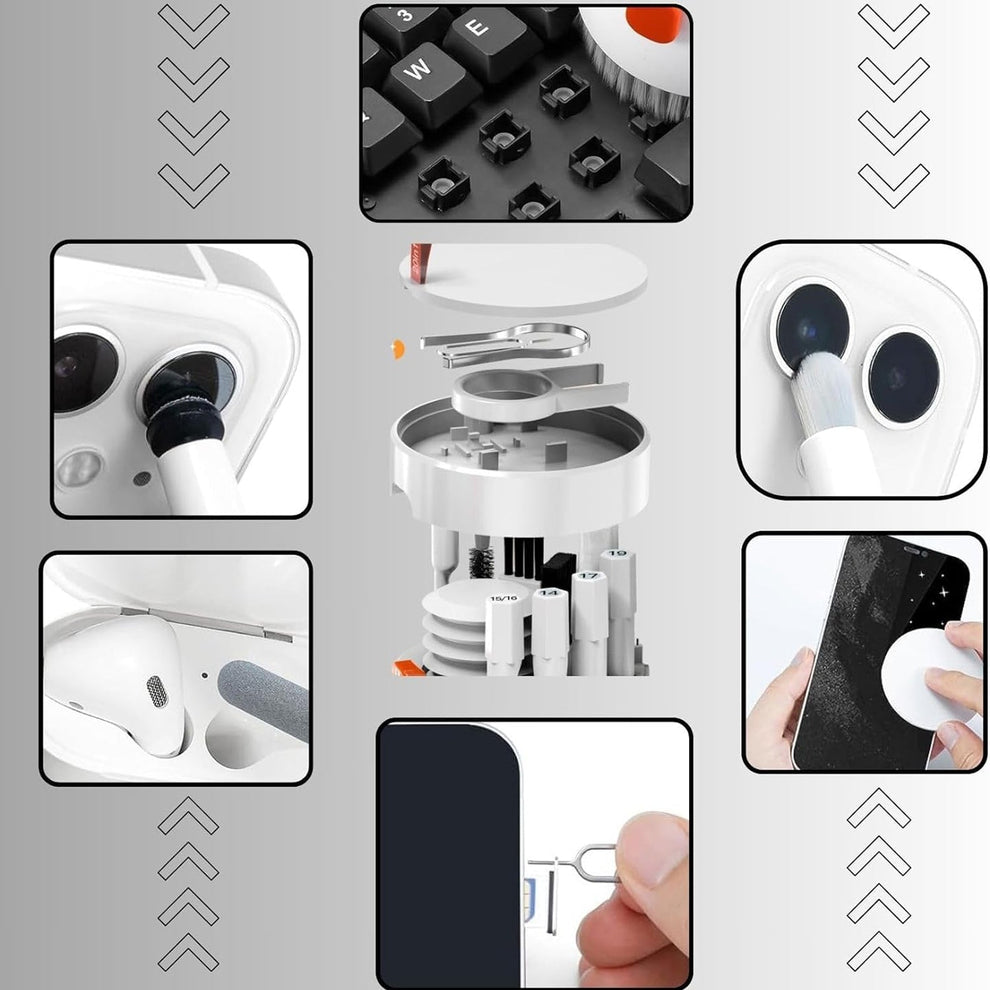 Keyboard Cleaner Kit, 20-in-1 Laptop Phone Screen Cleaning Kit, Keyboard Cleaning Kit with Electronic Cleaning Brush Spray for AirPods Pro, iPad, iPhone Pro, Camera, Computer Cleaning