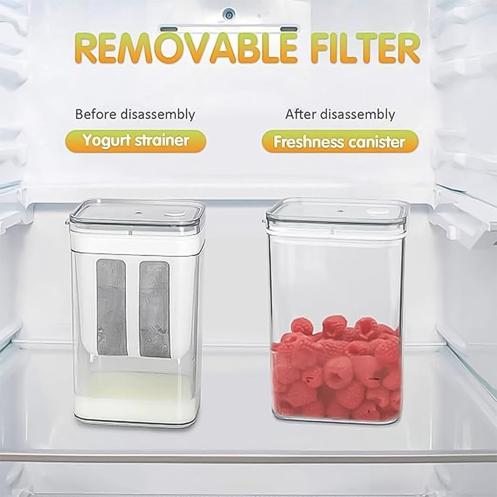 2 in 1 Yogurt Strainer with Storage Box – 1100ml (Plastic + Steel)