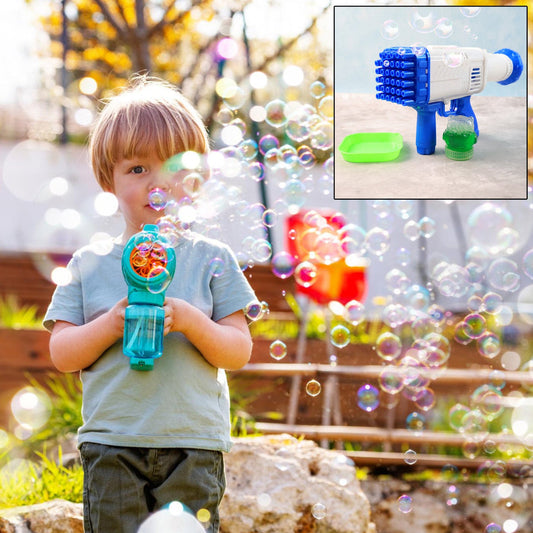 32 Holes Big Rechargeable Powerful Machine Bubble Gun Toys (1 Set)