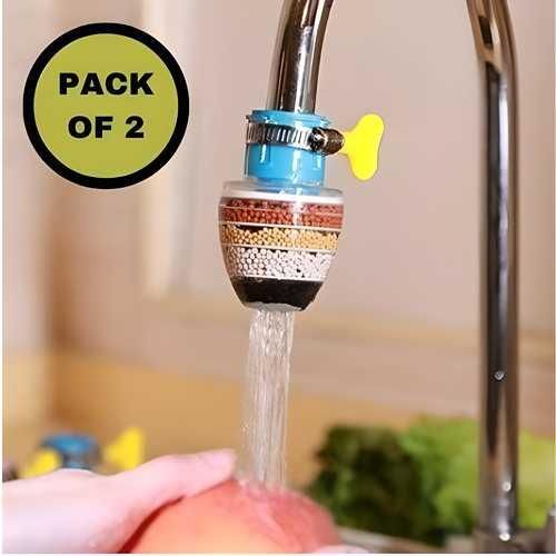 Activated Carbon Faucet Water Filters Universal Interface Home Kitchen Faucet Tap Water Clean Purifier Filter Cartridge Five Layer Water Filter-Multi Color  (Pack of 2)