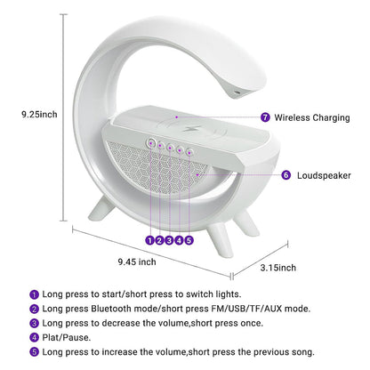 3-in-1 Multi-Function LED Night Lamp with Bluetooth Speaker, Wireless Charging, for Bedroom for Music, Party and Mood Lighting - Perfect Gift for All Occasions blootuth speaker (Media Player)