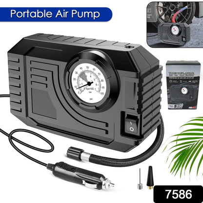Tire Inflator Portable Air Compressor 12V Small Air Pump for Car Tires Bicycle Balloons, Cars, Bike, Bicycles and Other Inflatables with LED Light (12V)
